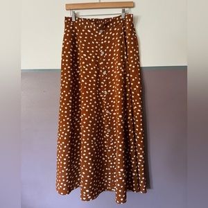 Brown polka dot maxi skirt